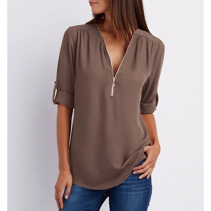 Gwen | Chic Zipper Blouse