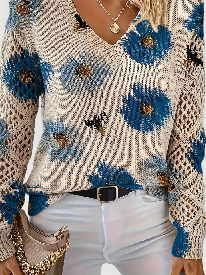 Aurélie | Elegant Floral Knit Sweater